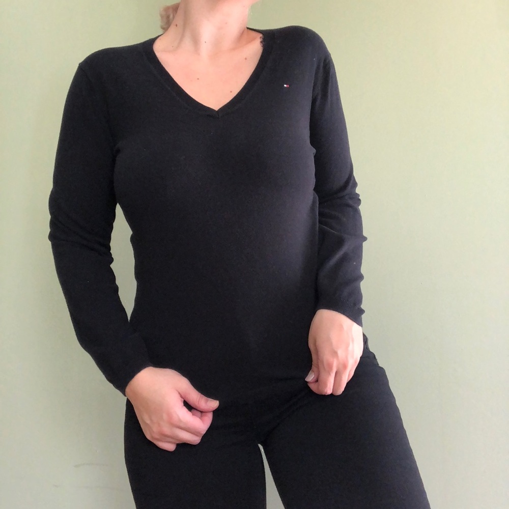 Tommy Hilfiger Black V Neck Sweater